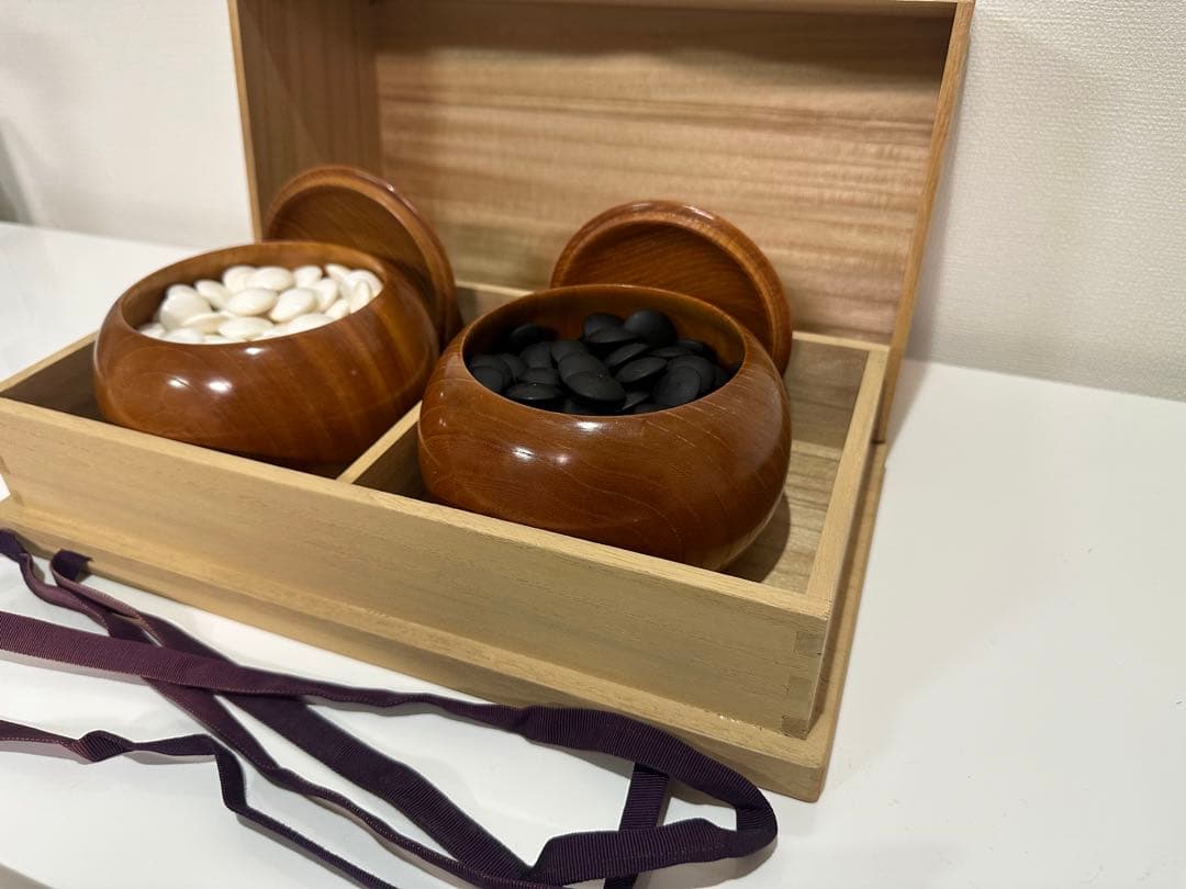 碁石　蛤　9mm 碁笥、碁器箱付き