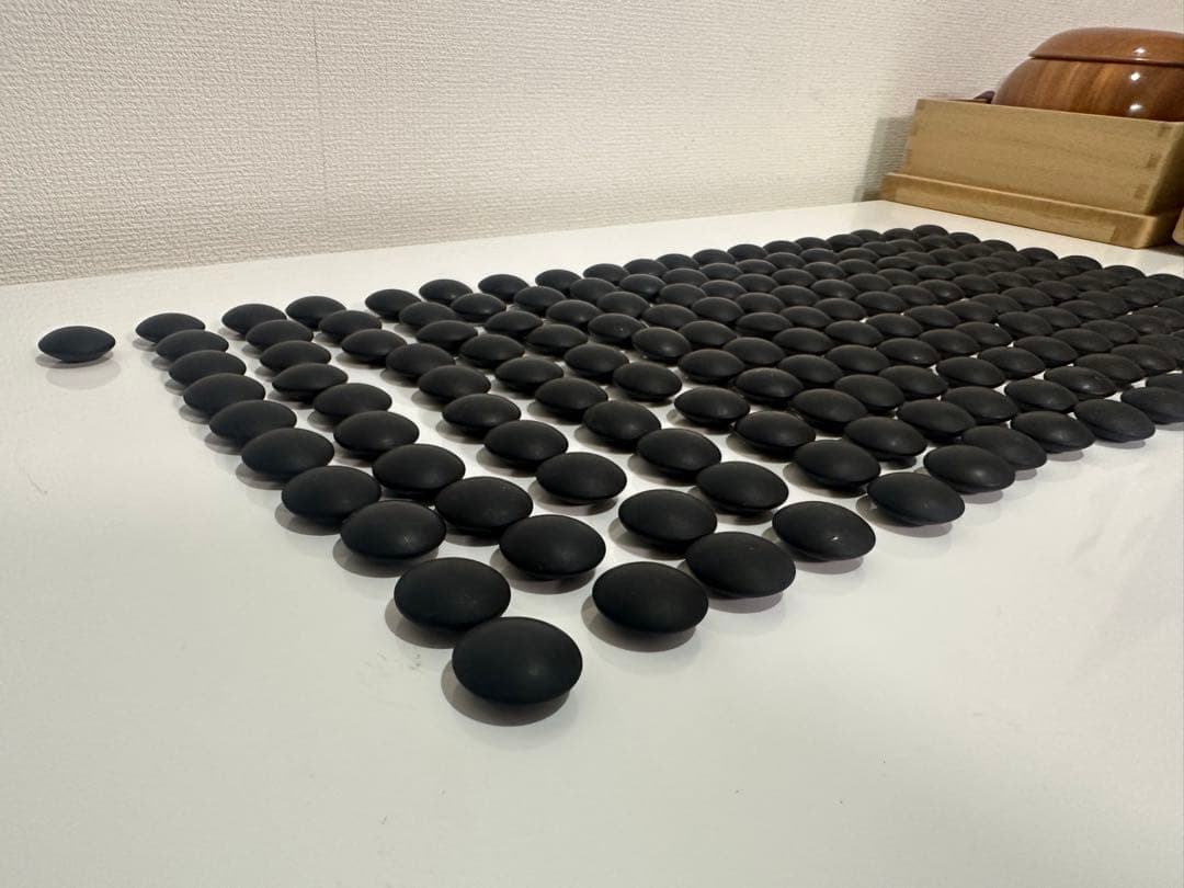 碁石　蛤　9mm 碁笥、碁器箱付き