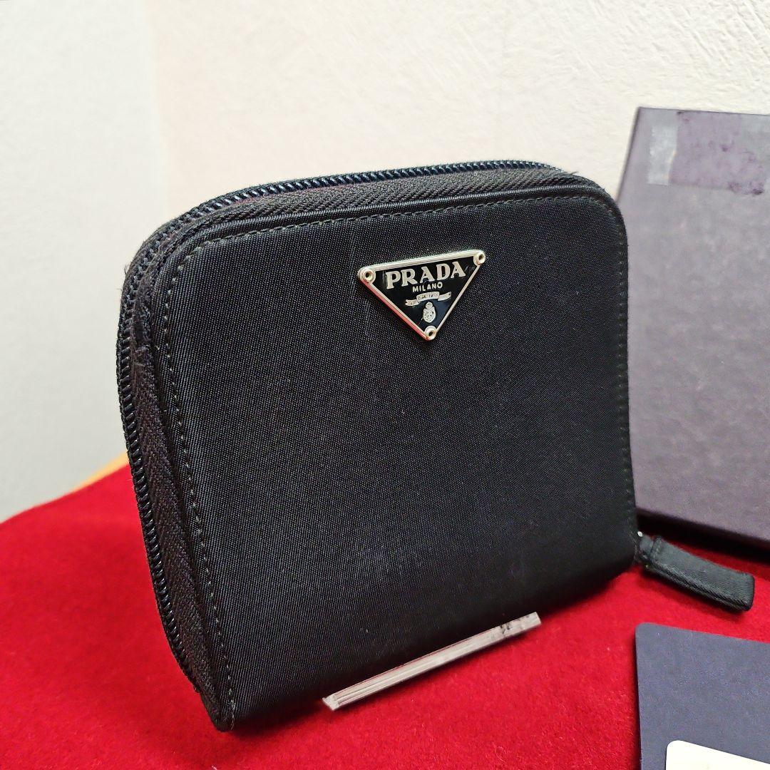 PRADA プラダ 二つ折り財布 ステートナイロン 三角ロゴ ラウンドファスナー