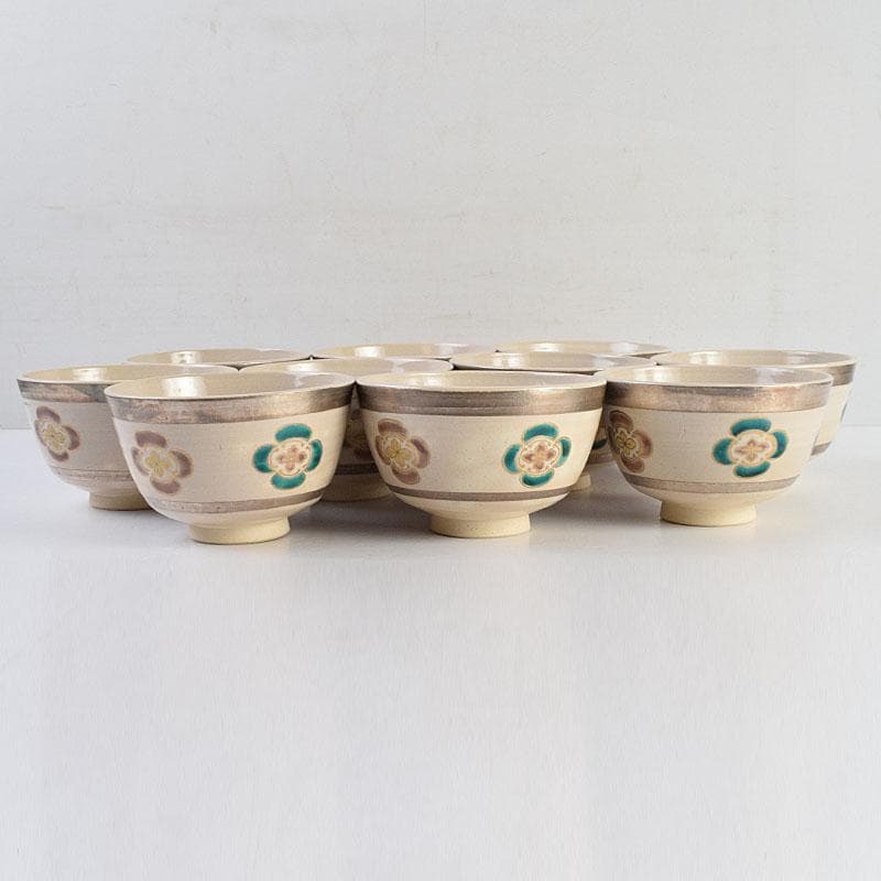 茶道具 犬山焼 犬山本窯 尾関作十郎造 数茶碗 十客 共箱