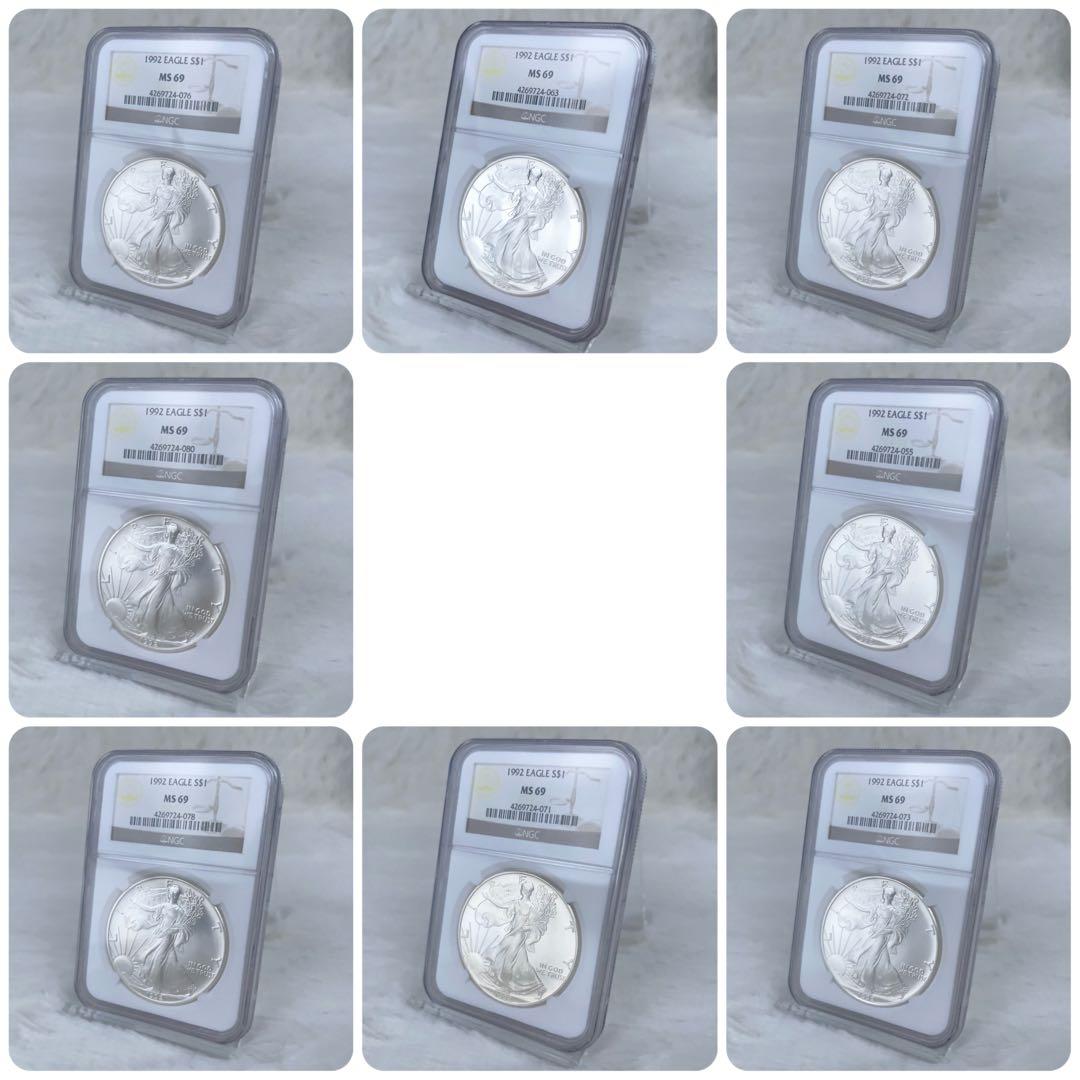 銀高騰】1992年 イーグル銀貨 8枚セット NGC MS69 高級ケース 楽天市場
