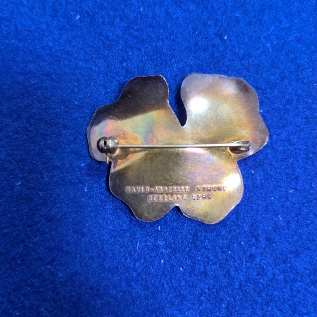 Y02 David Andersen 花型ブローチ 約4.5cm シルバー