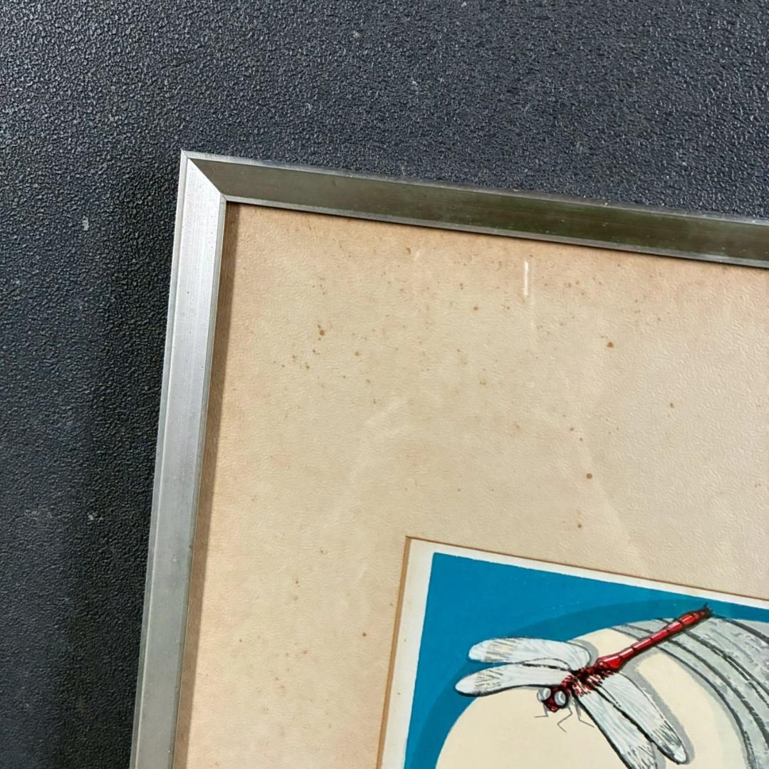 最終値下げ】池田修三「とんぼ」木版画 直筆サイン入り 1974年作 額縁