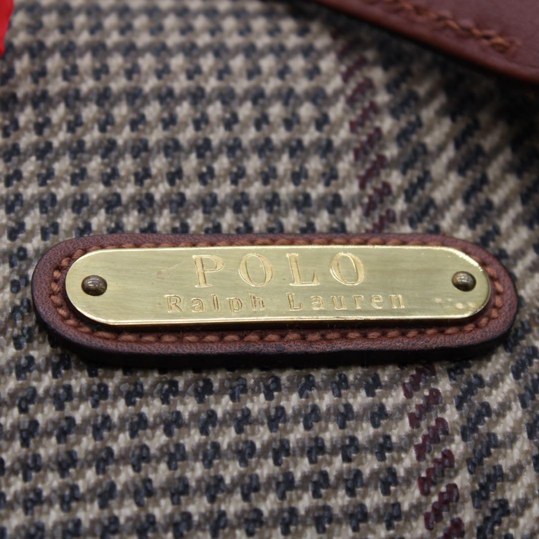 【美品】Polo Ralph Lauren 千鳥格子 ビジネスバッグ ブラウン