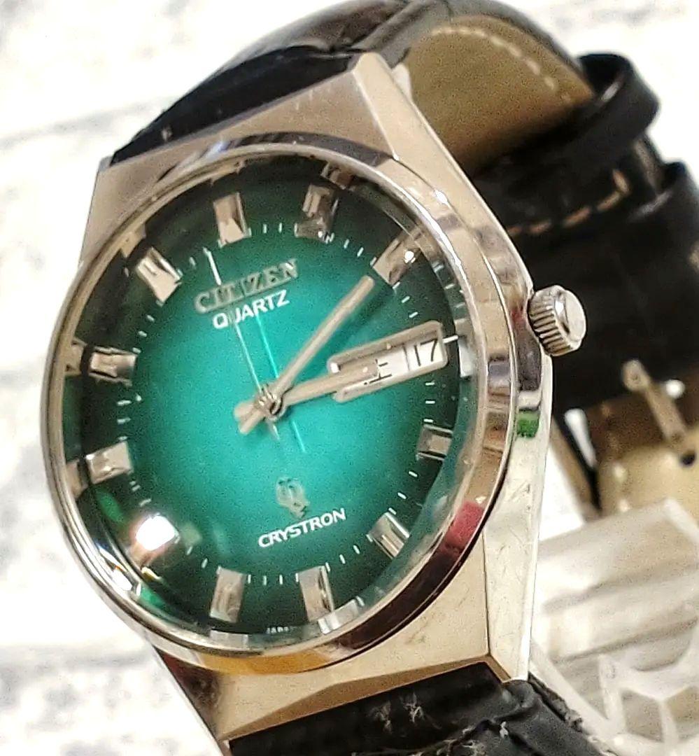 希少ヴィンテージ　シチズン　クオーツ　クリストロン　グリーン　デイデイト　稼働品