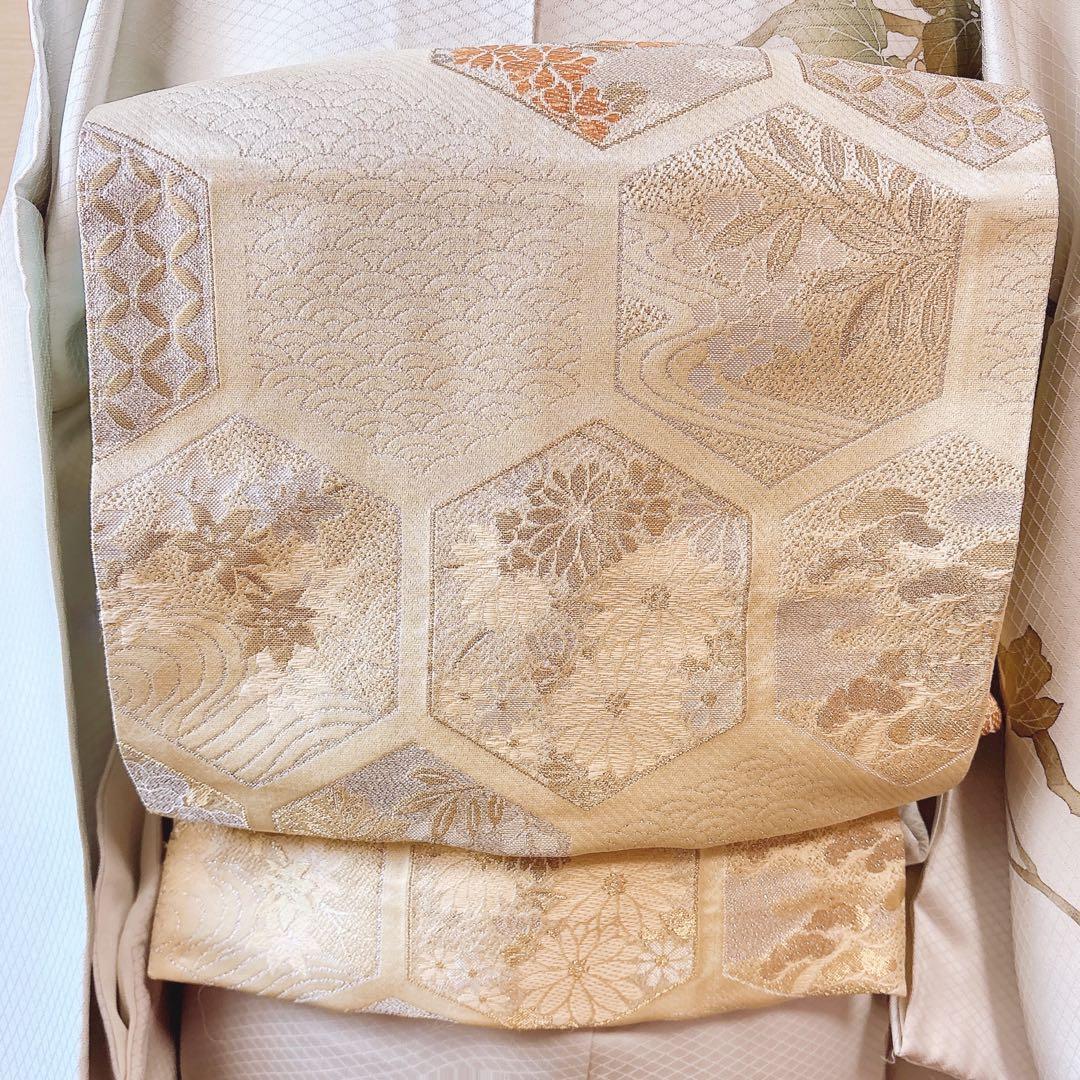 美品 訪問着 フルセット 本加賀友禅 裄66 葡萄 卒業式 入学式 M グレー