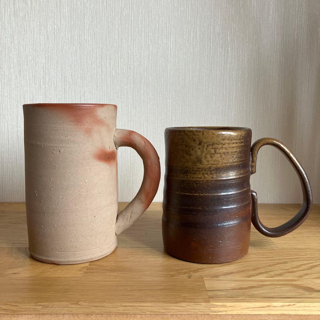 備前焼　ビアマグ　マグカップ大　2点セット