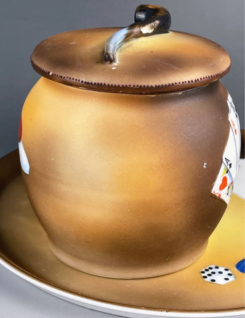 希少】オールドノリタケ トランプ紋 タバコ入れ マッチホルダー トレイ