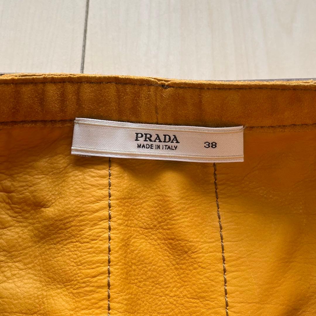 PRADA プラダ スエード レザー プリーツスカート38