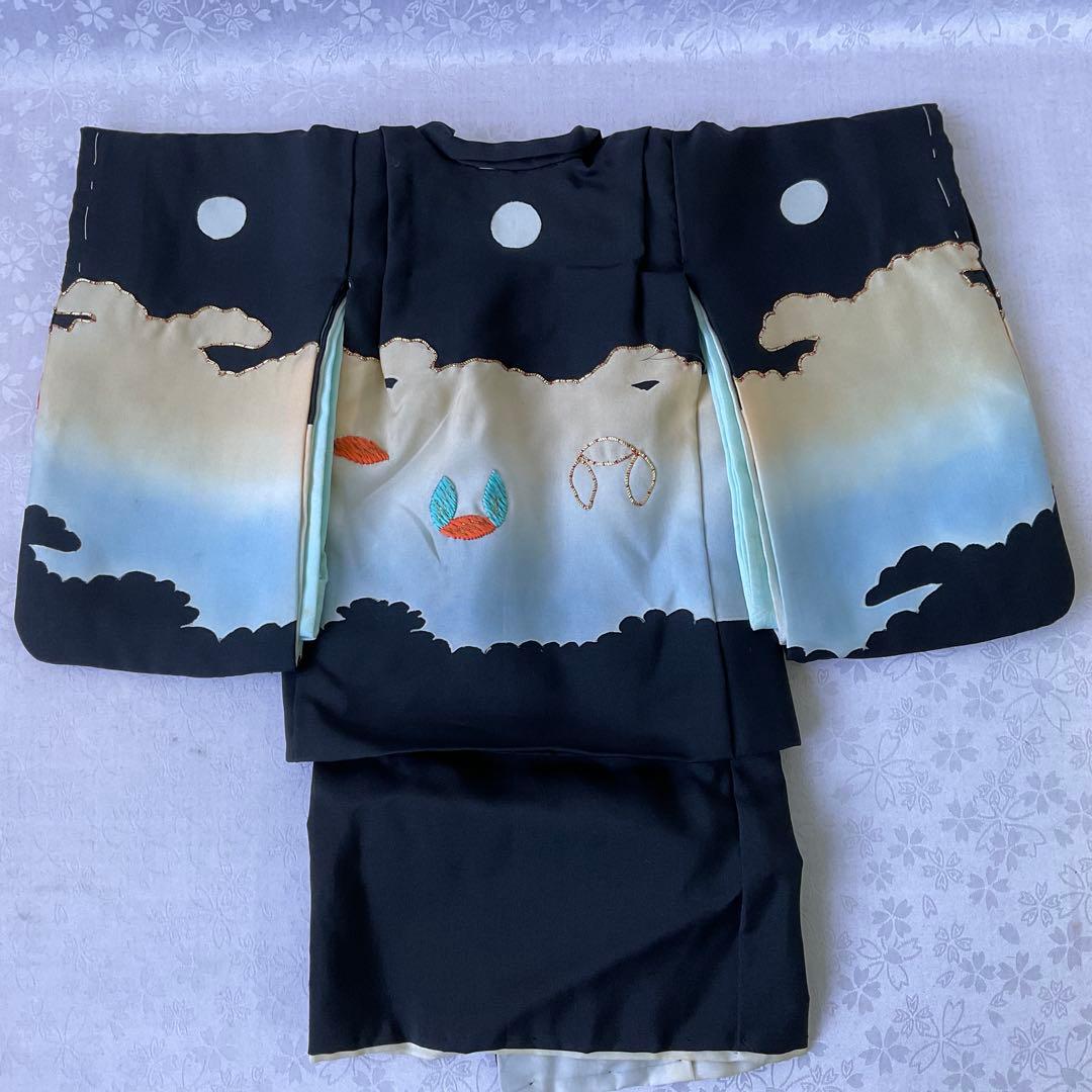 市松人形の着物（男の子）正絹 市松人形尺ニ用着物五つ紋 市松人形着物