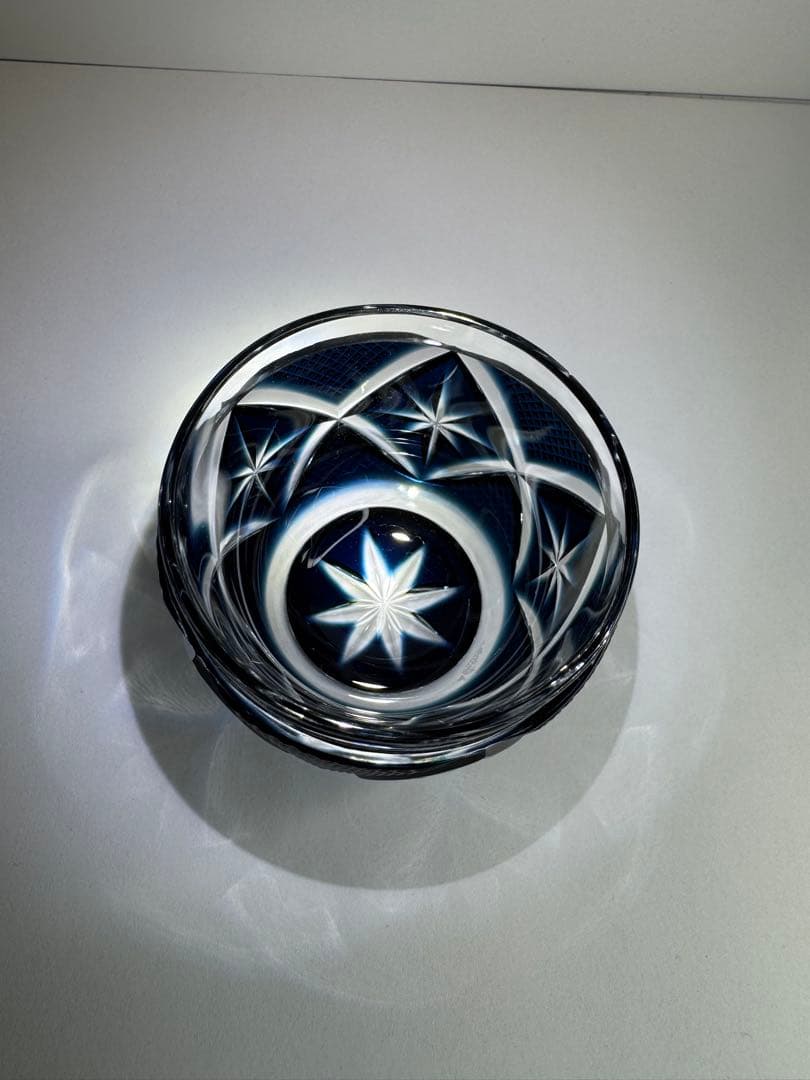 薩摩切子 大猪口 びいどろ工芸 藍色 N0003 - メルカリ