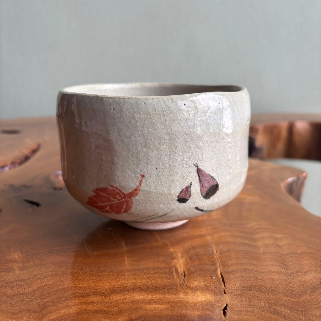 楽焼 吹寄 紅葉 御勅題「母」 吉村楽入 楽入窯 抹茶碗 茶道具 共箱