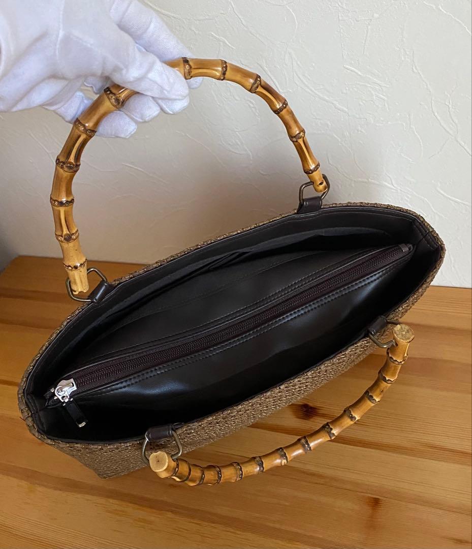 【新品未使用】カゴ風バッグ　ダークブラウン