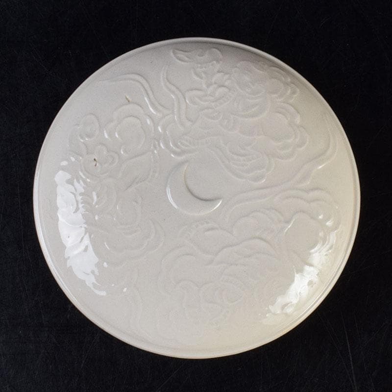 中国　倣定窯　白釉印泥盒　香合　蓋物　則巳扁識箱　C　R9130