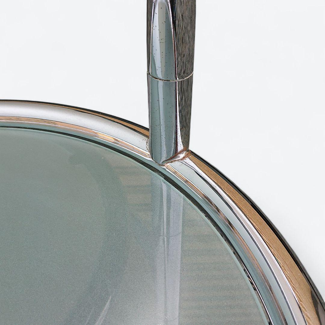 ミッドセンチュリー 4段 ガラス ラウンドテーブル 丸テーブル 可変式