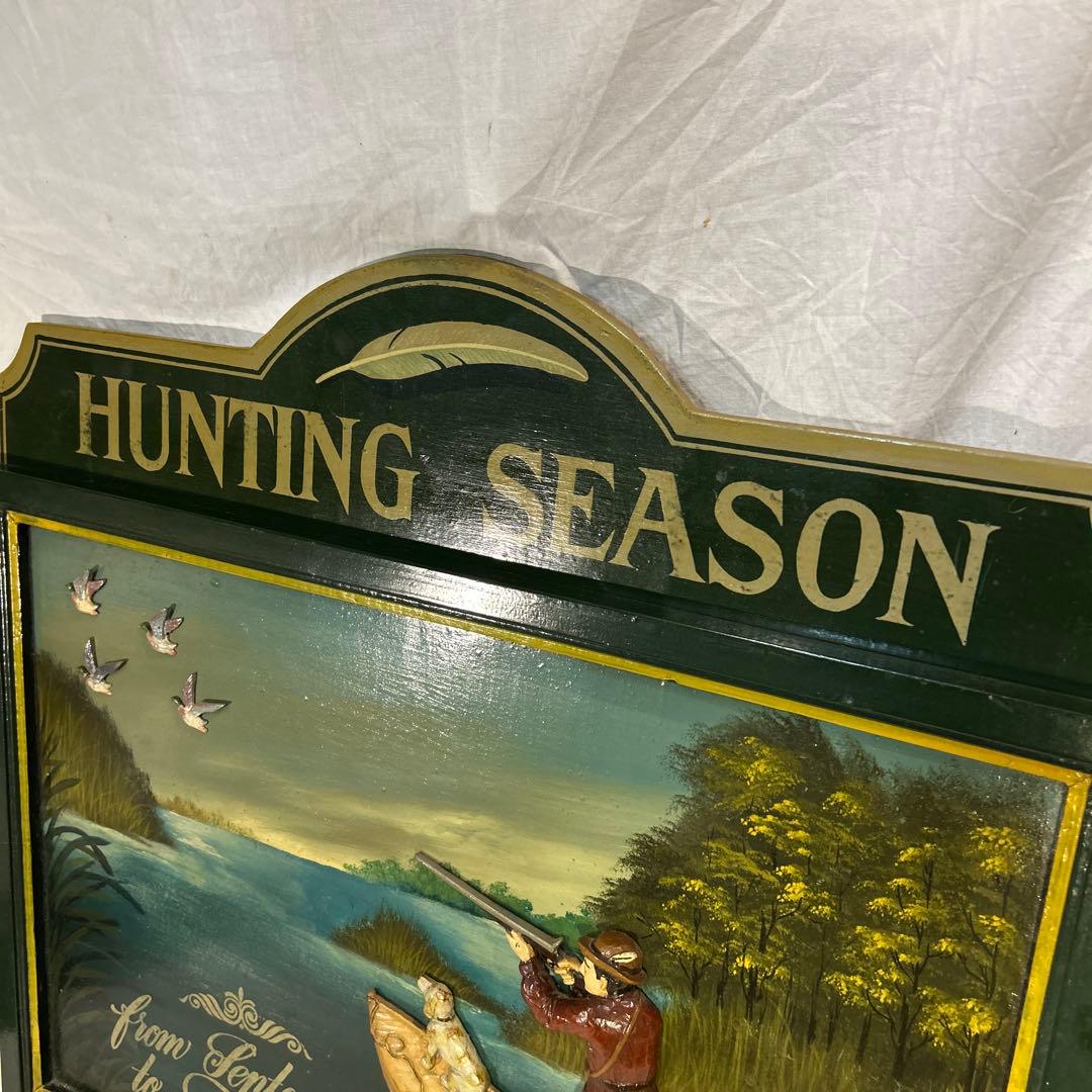 アンティーク ハンティング シーズン 看板 雑貨 フレーム 木製 ヴィンテー
