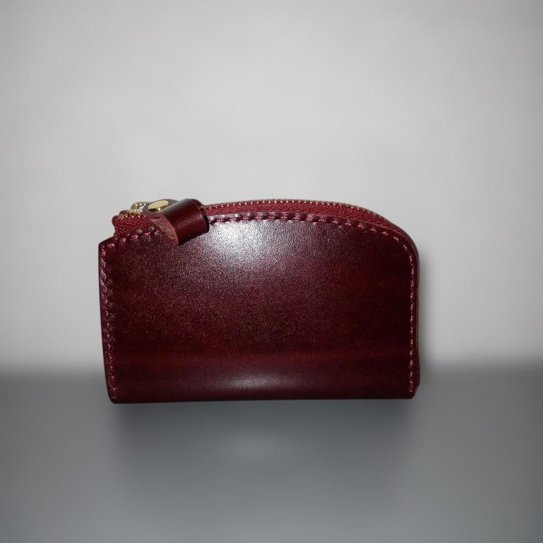 ルガトショルダー　ワイン　L字ファスナー　コンパクト財布　　栃木レザー　小銭入れ