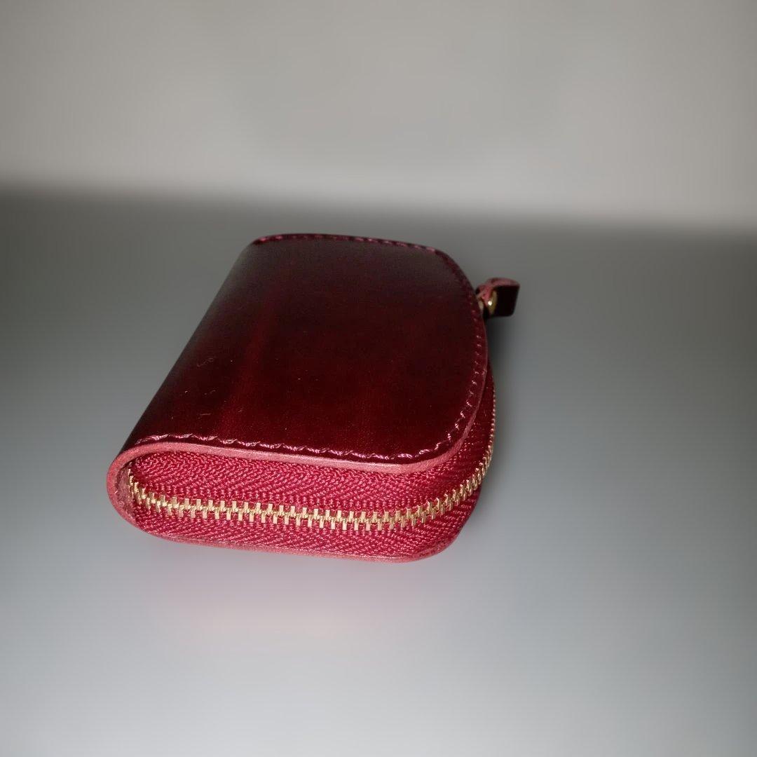ルガトショルダー　ワイン　L字ファスナー　コンパクト財布　　栃木レザー　小銭入れ