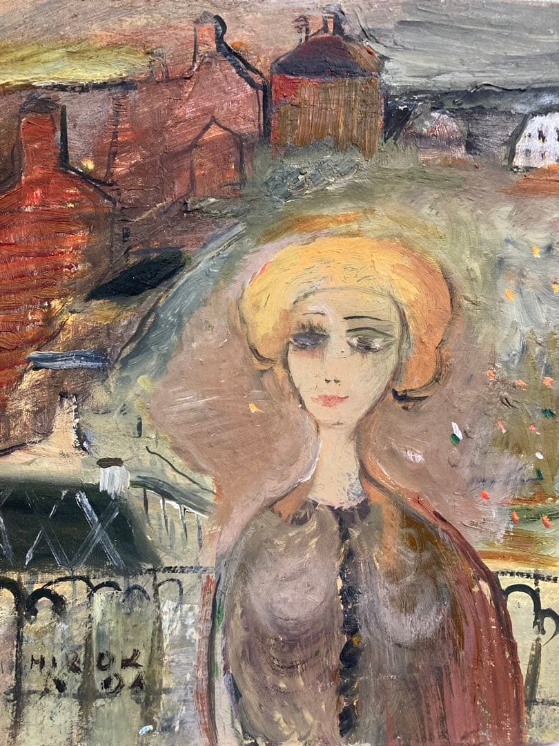 真作保証】織田広喜「少女」油彩3号 直筆サイン 二科会 アンニュイ 絵画