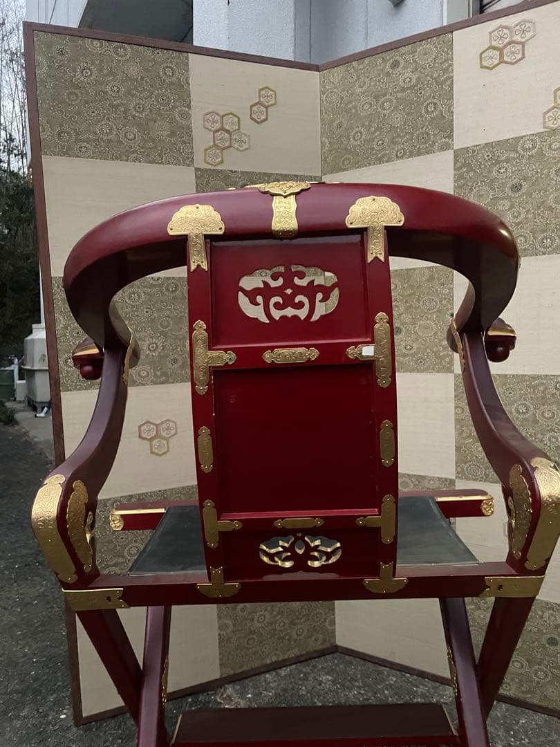 寺院仏具 ルーツ型本曲録 平安寺 住職/僧侶の椅子 漆塗/金箔/