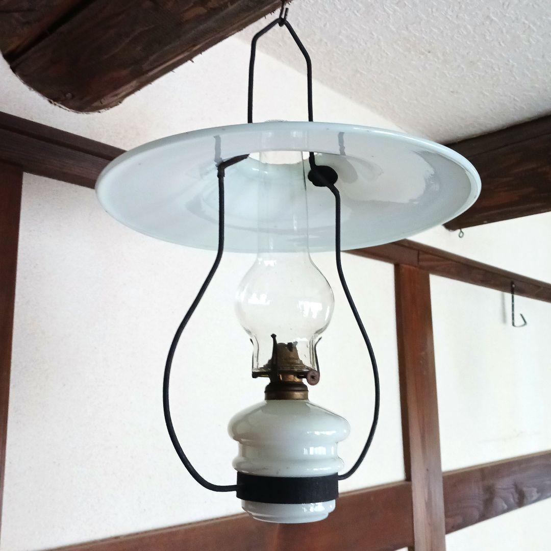 アンティーク吊りオイルランプ ミルクガラス - メルカリ