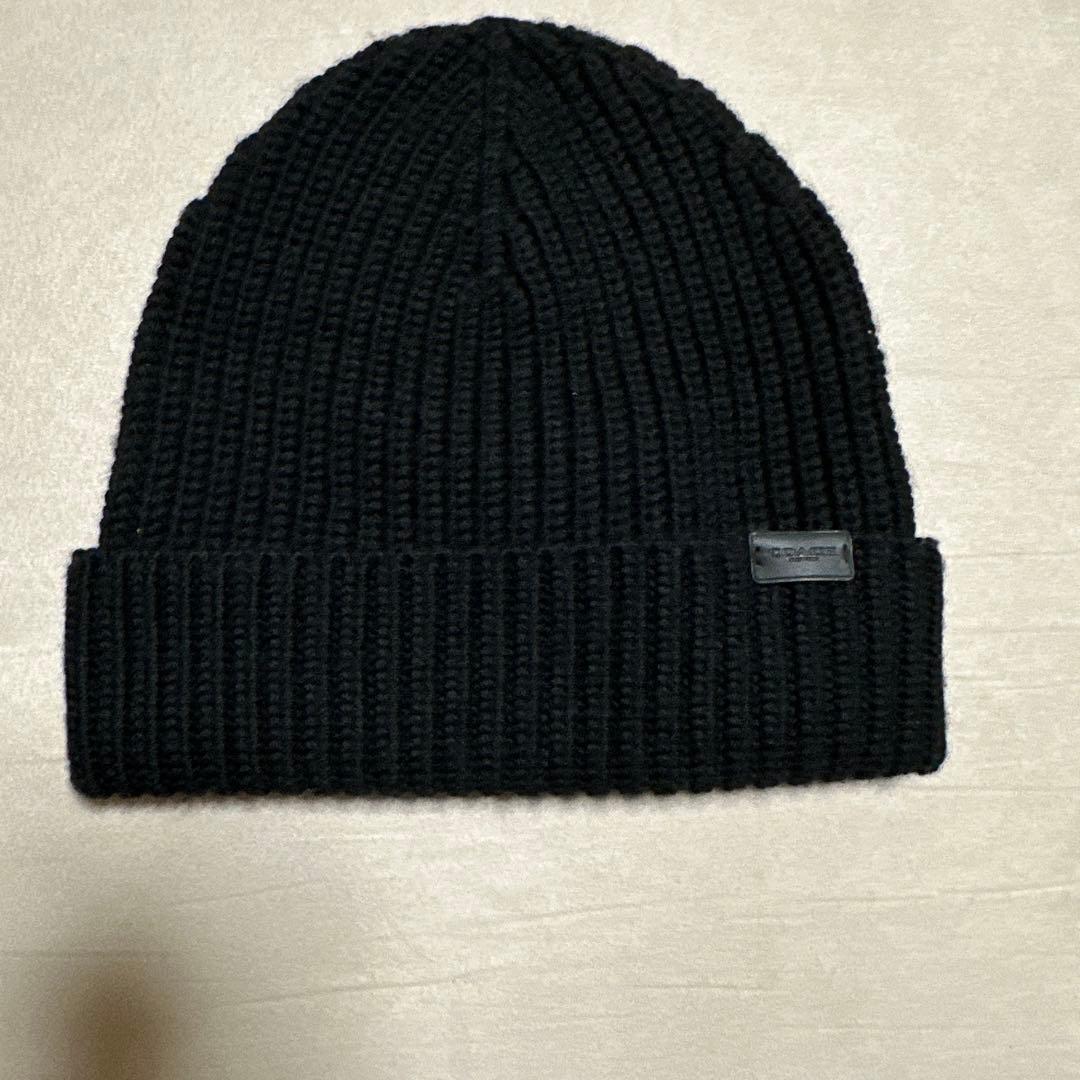 本日値下げ コーチ ニット帽 COACH黒 男女兼用