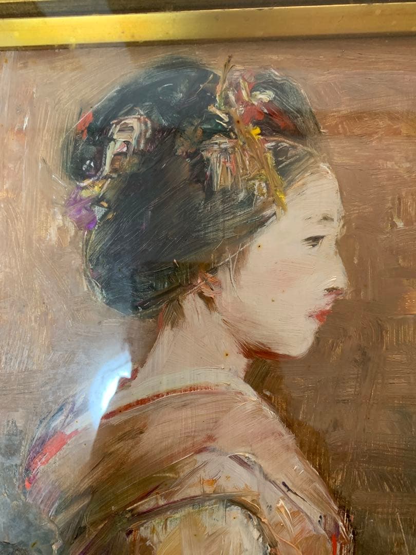 ★底値★近日出品終了★14万円超〜★鬼頭鍋三郎　「舞妓」　1966 油彩