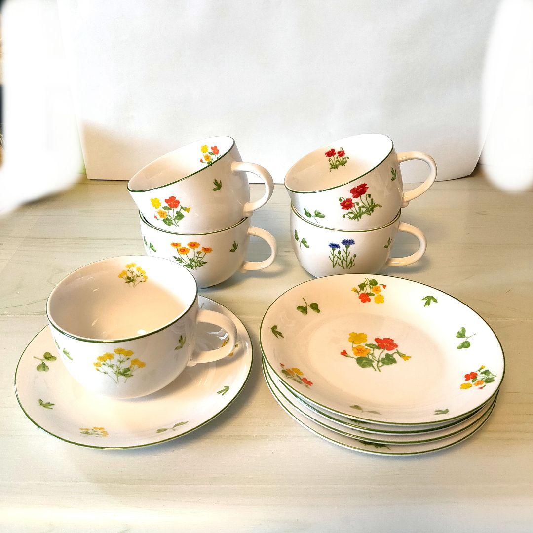 花柄カップ・ソーサーセット 5客セット