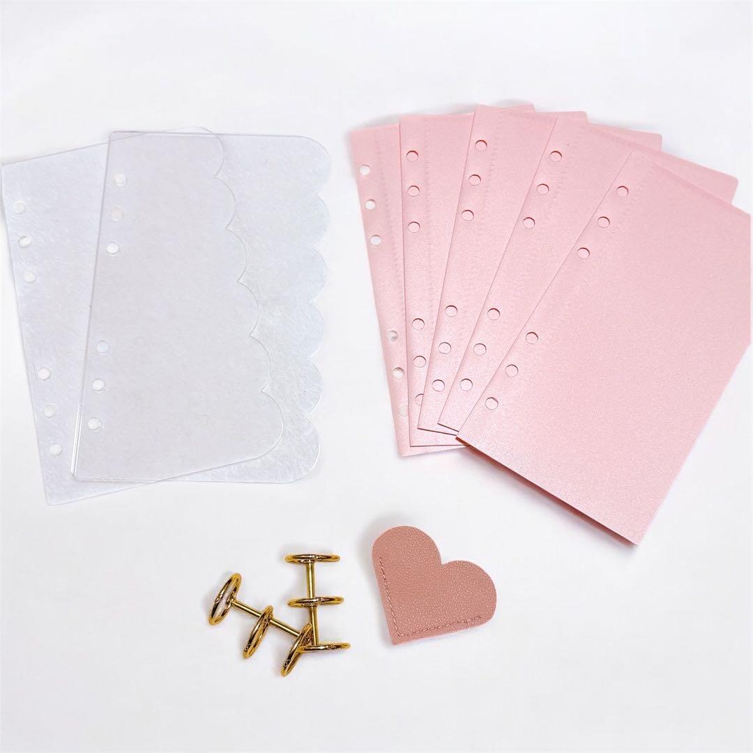 アクリルバインダー もこもこA6 ピンク ハート 家計簿 韓国 貯金