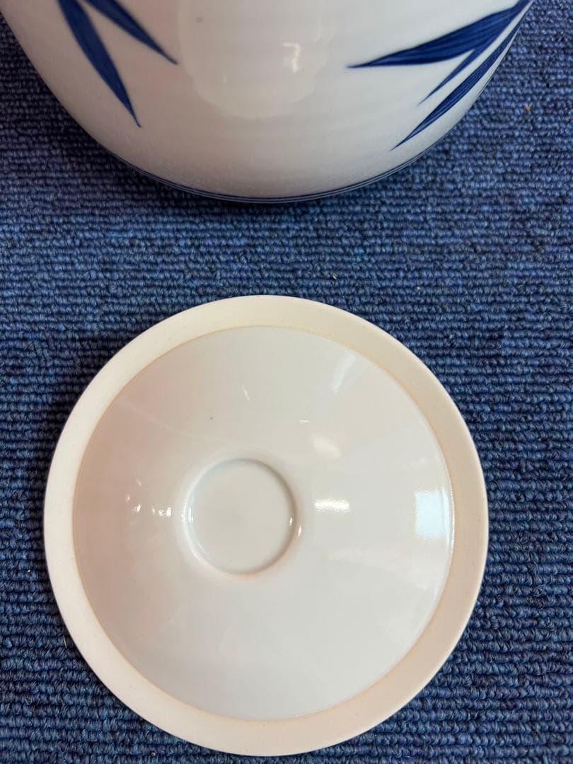 1319  茶道具　染付竹文水指　手塚景雲作　未使用