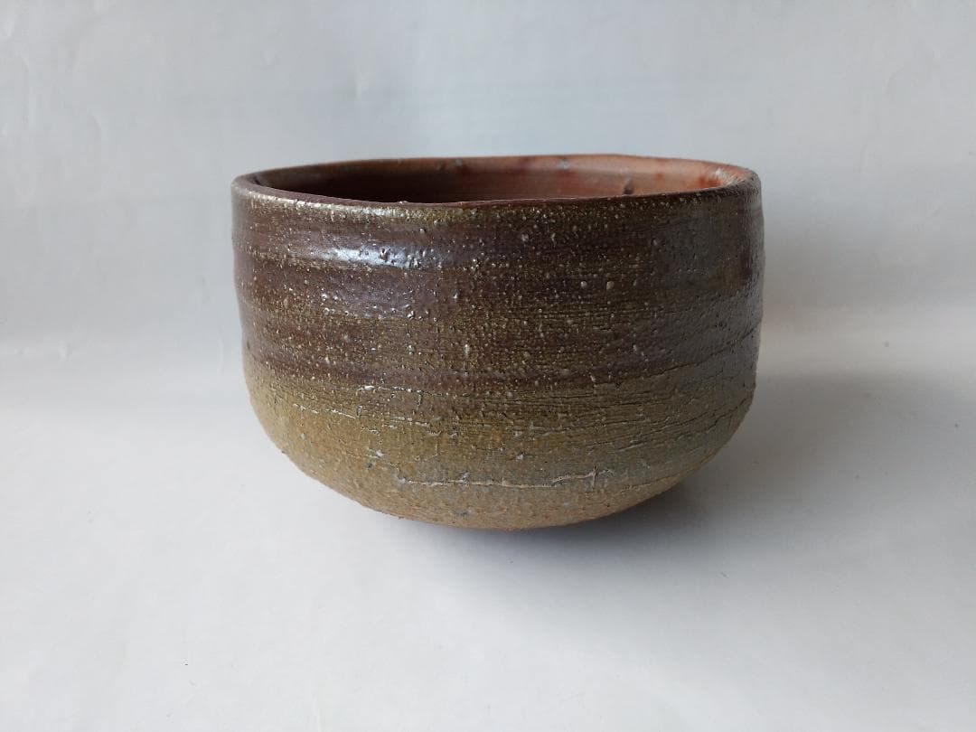 備前名工 榊原貢 作 備前焼 作 備前 茶碗 共箱 共布 栞 茶器 抹茶碗