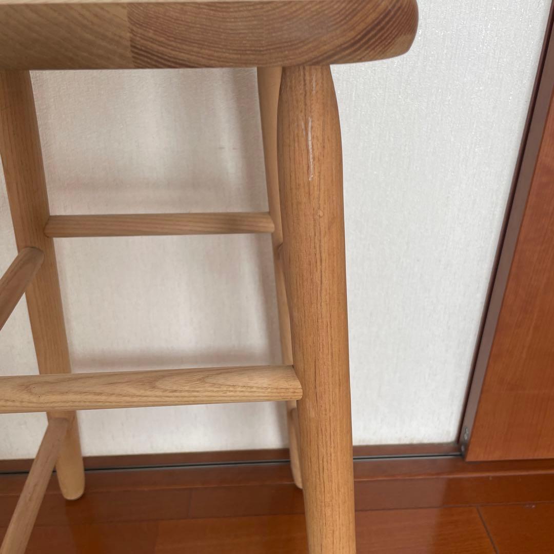 【キャトルセゾン】　天然木　木製ハイスツール