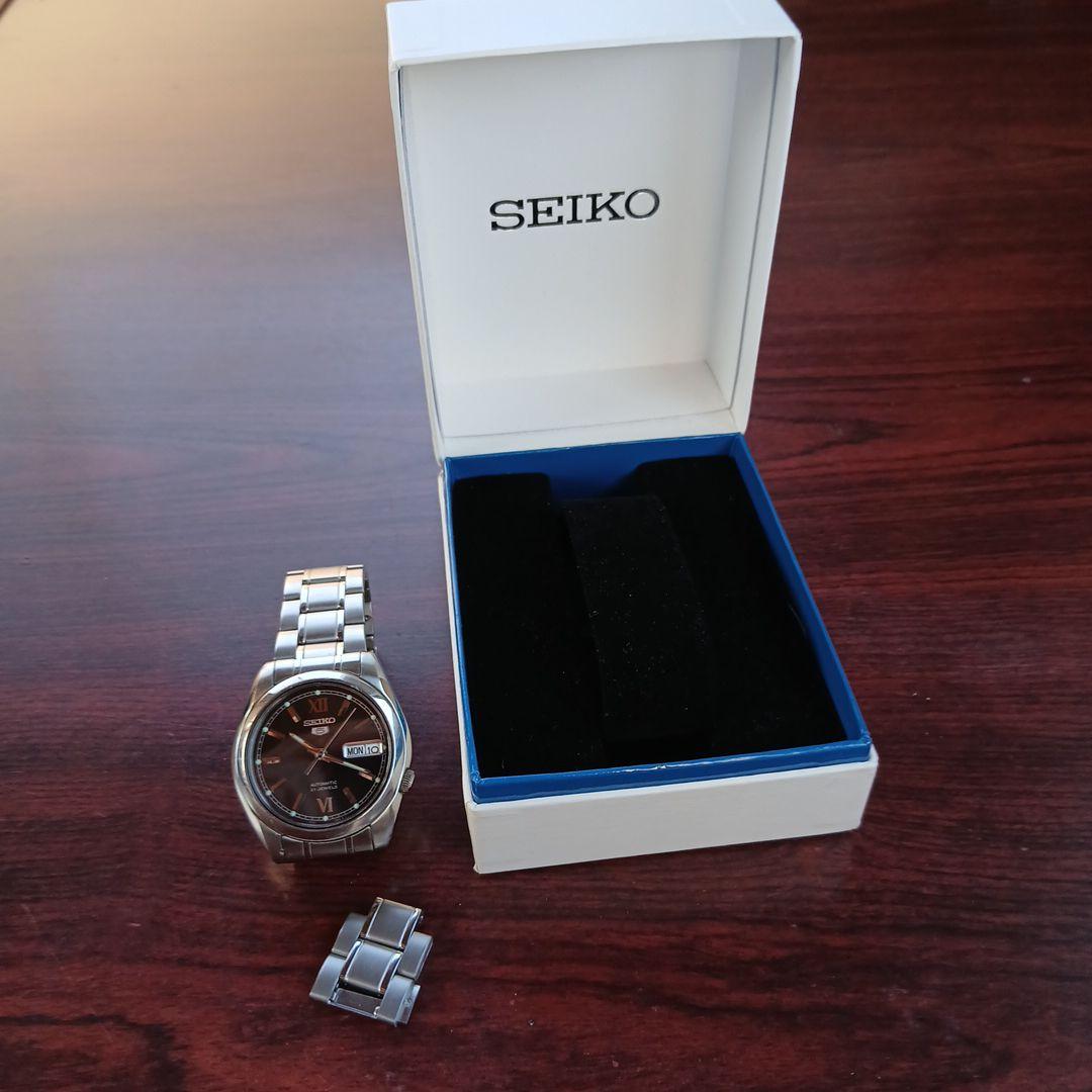 SEIKO ファイブ自動巻き腕時計 黒文字盤