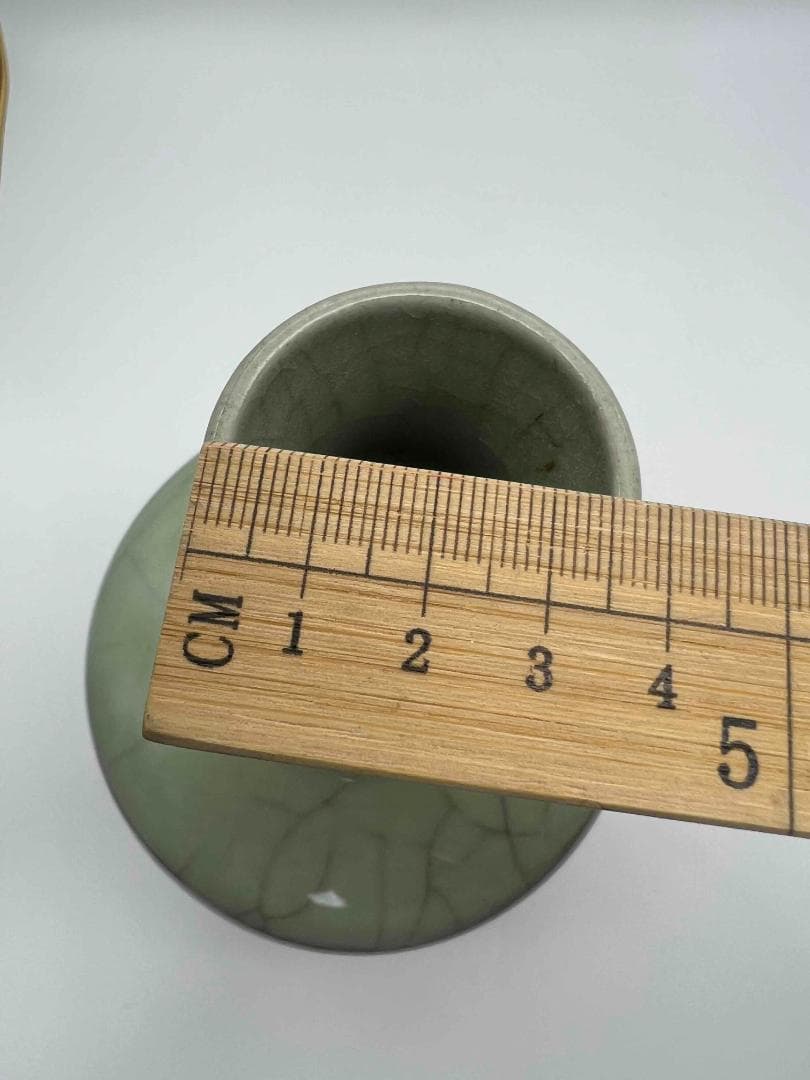 南宋～元時代 青磁貫入花瓶 汝官窯 龍泉窯 花入 茶道具(E-78)