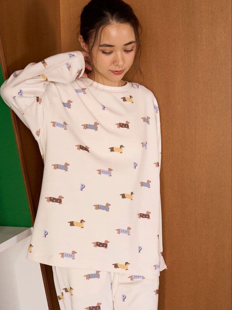 ジェラートピケ ダックスフンド カットソー ロングパンツセット