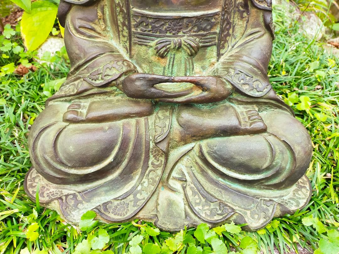 ♥古銅製 釈迦如来 座像 仏像 8.2kg お釈迦様 大仏 観音像 骨董品