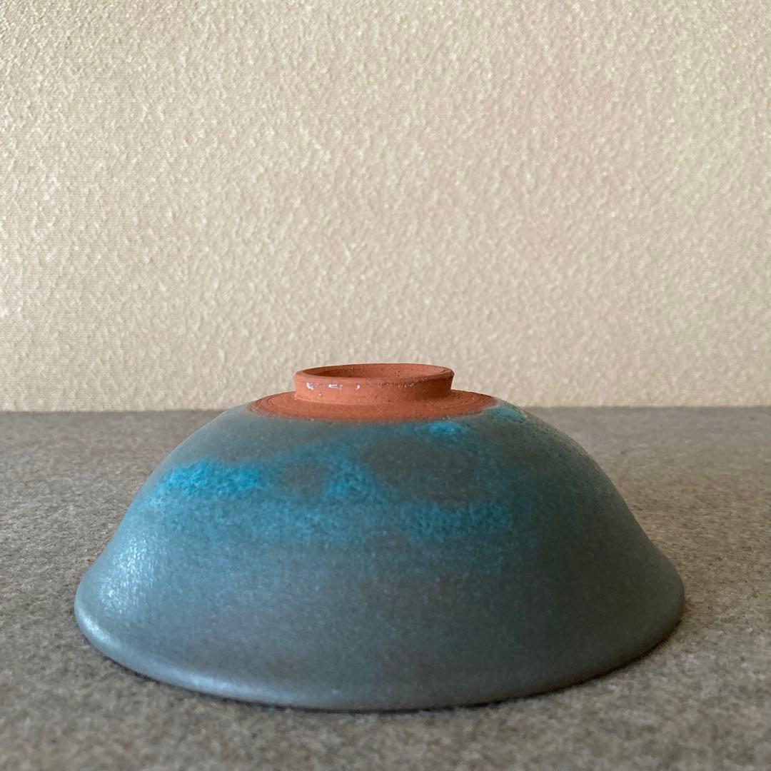 抹茶茶盌　抹茶茶碗　茶道　陶芸　陶器　青銅釉　トルコ青　手作り　オリエント