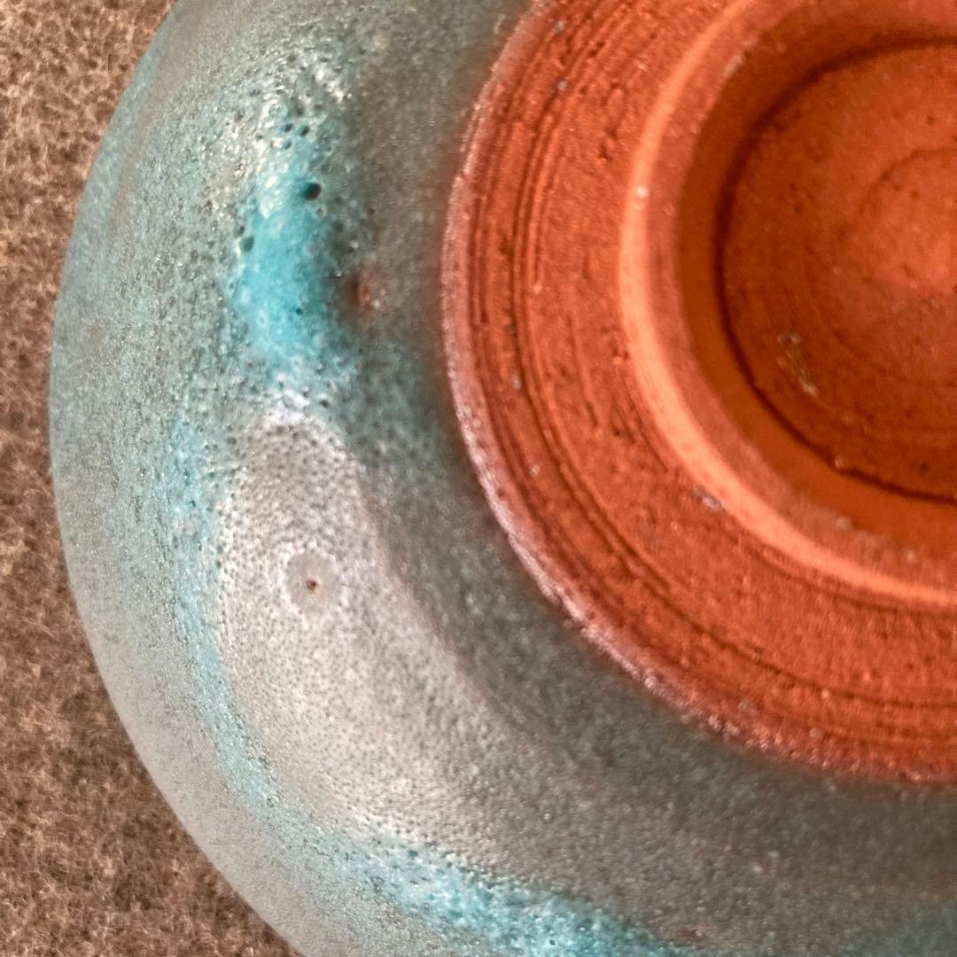 抹茶茶盌　抹茶茶碗　茶道　陶芸　陶器　青銅釉　トルコ青　手作り　オリエント