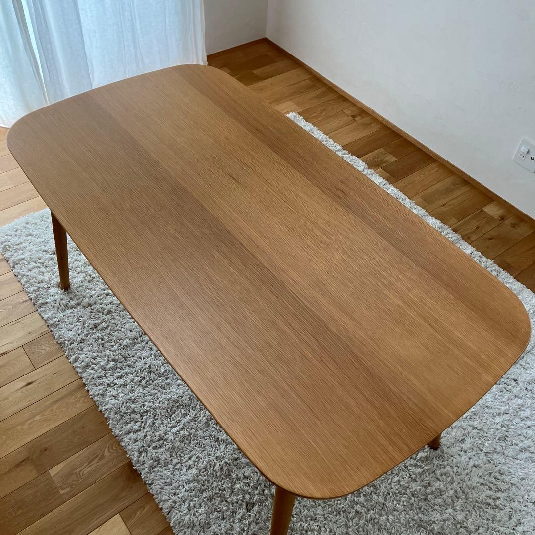 ラスカル様　無印良品　オーク材テーブル・丸脚・幅１５０ｃｍ幅　廃盤