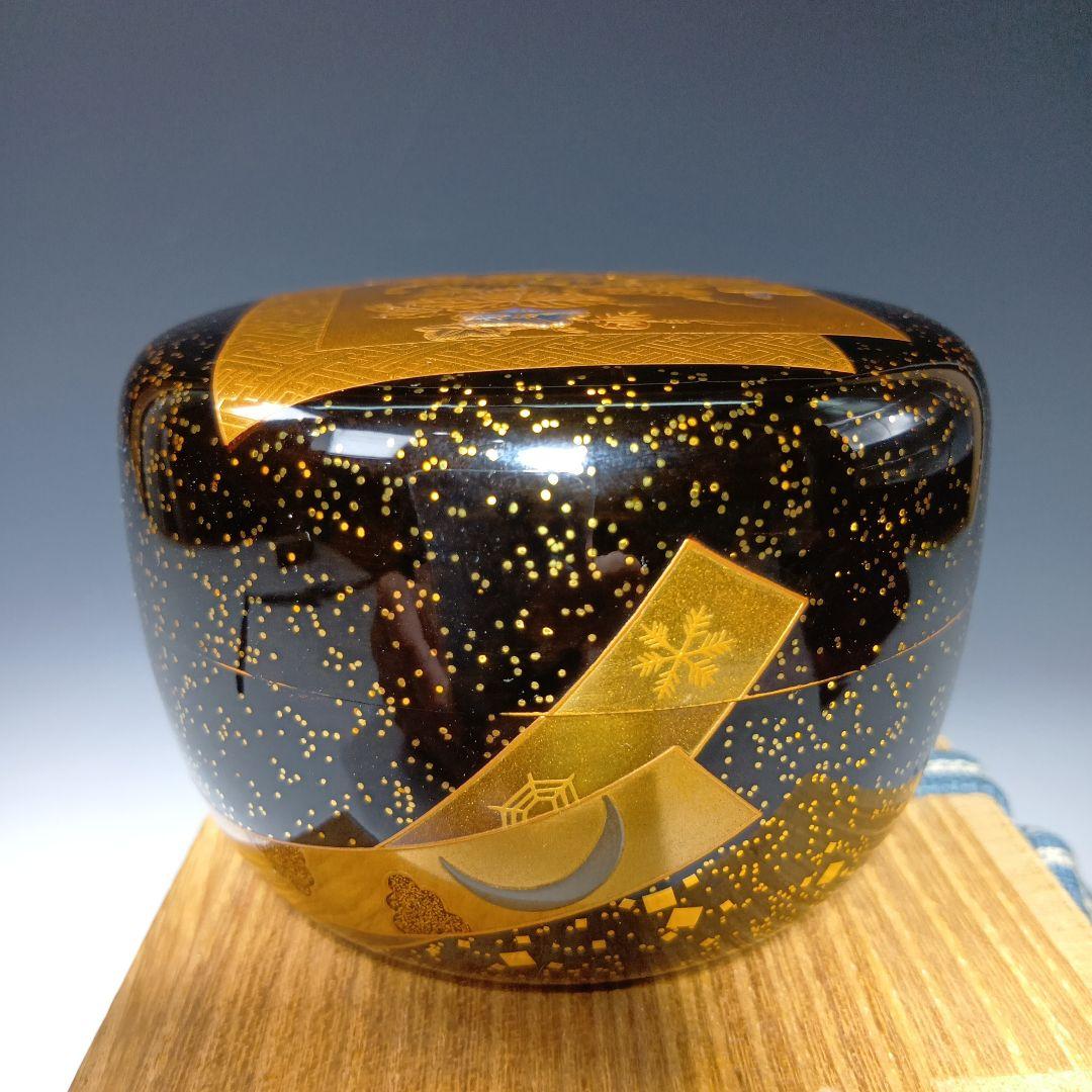 値下げ茶道具 清瀬一光作 色絵蒔絵平棗 共箱 美品