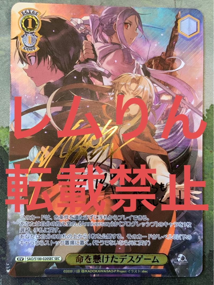 ヴァイス/SAO/10th/SEC/サイン/命を懸けたデスゲーム