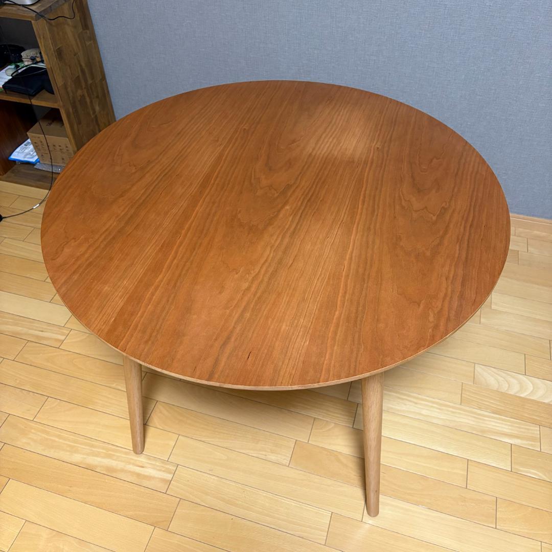 【美品】日本製 円形木製ダイニングテーブル