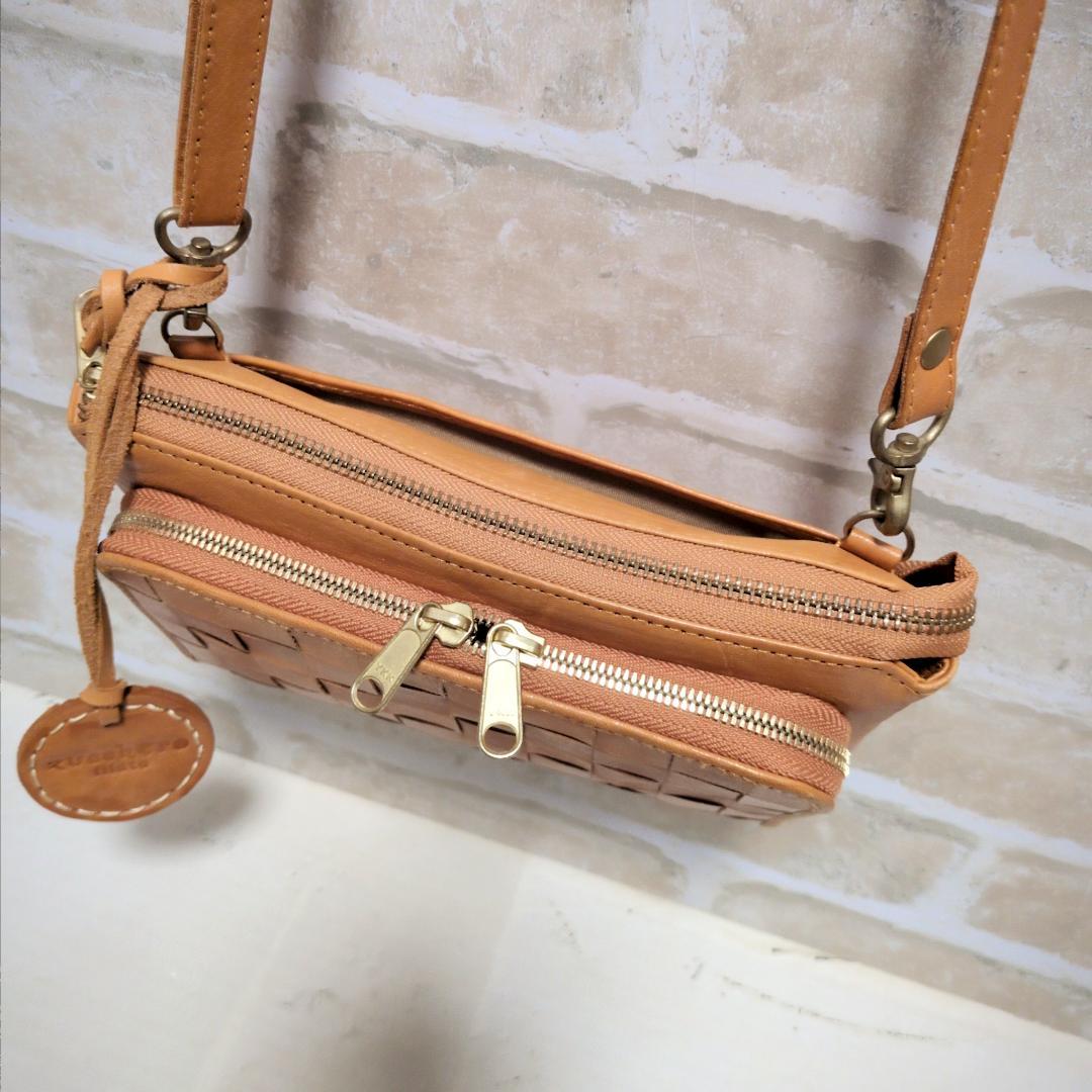 ★【ズッケロ フィラート】メッシュ ショルダーバッグ キャメル 美品 収納多し