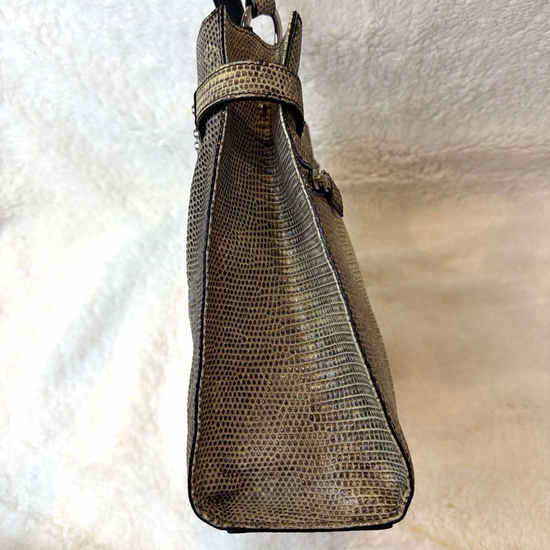 【極美品・JRA認定】リザードレザー ハンドバッグ トカゲ革 日本製 191