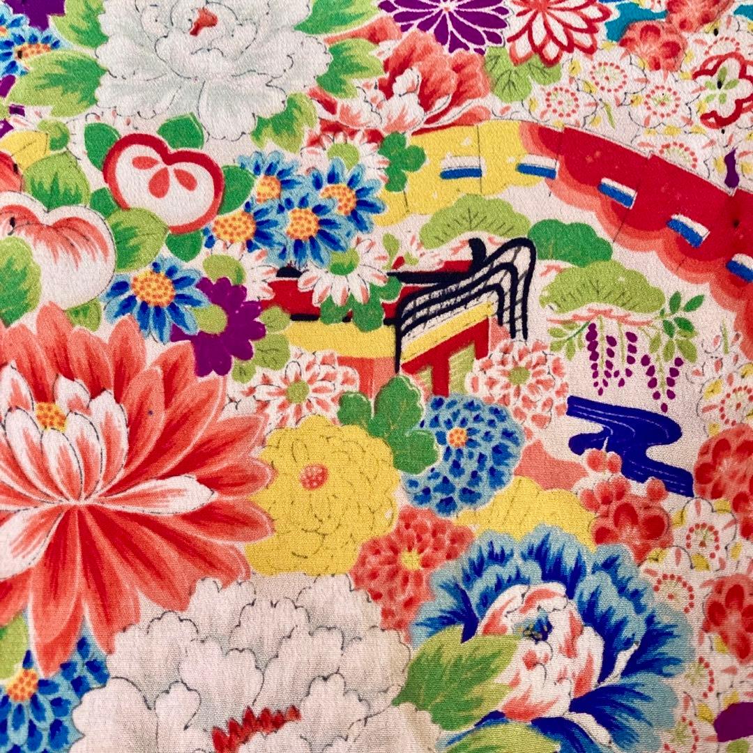 ターコイズ アンティーク3歳 女の子 子供着物 七五三 アンティーク着物 NO