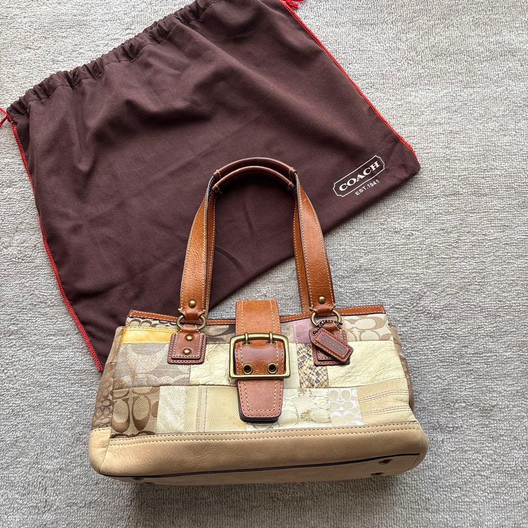 COACH パッチワークレザー ハンドバッグ保存袋付き　ヴィンテージ