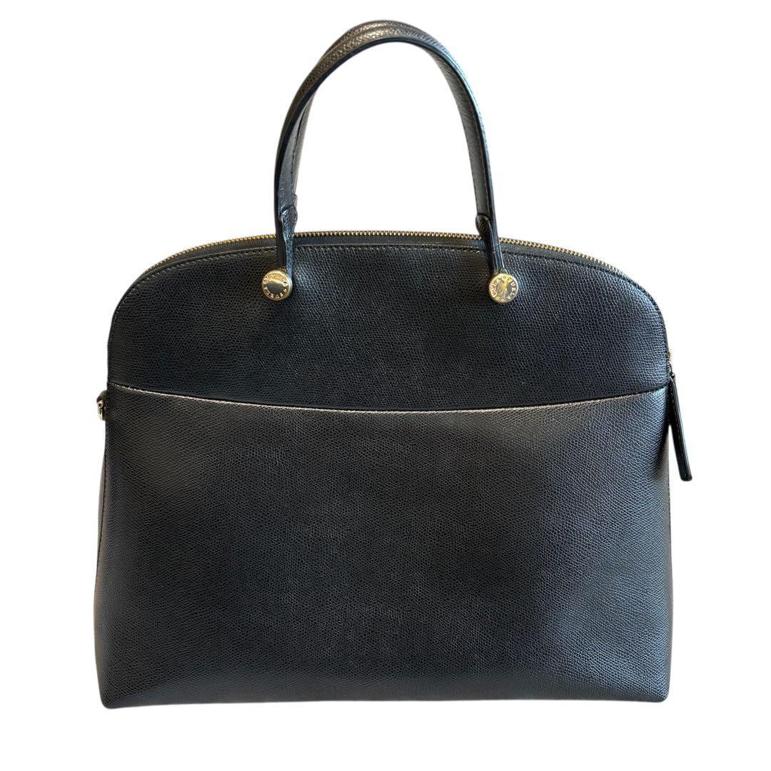 ◎美品◎ FURLA PIPER フルラ パイパー ブラックレザー ハンドバッグ