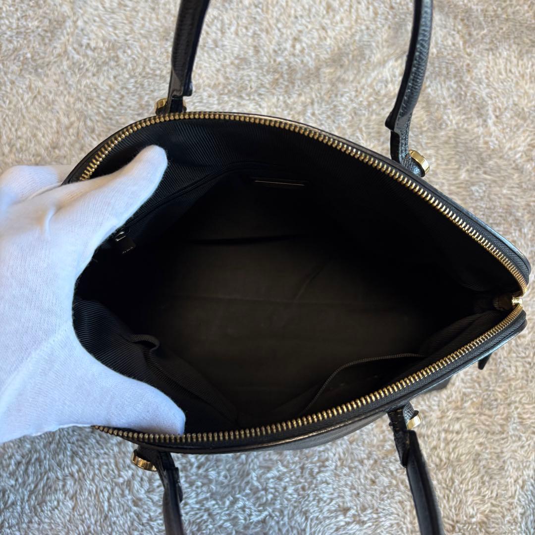 ◎美品◎ FURLA PIPER フルラ パイパー ブラックレザー ハンドバッグ