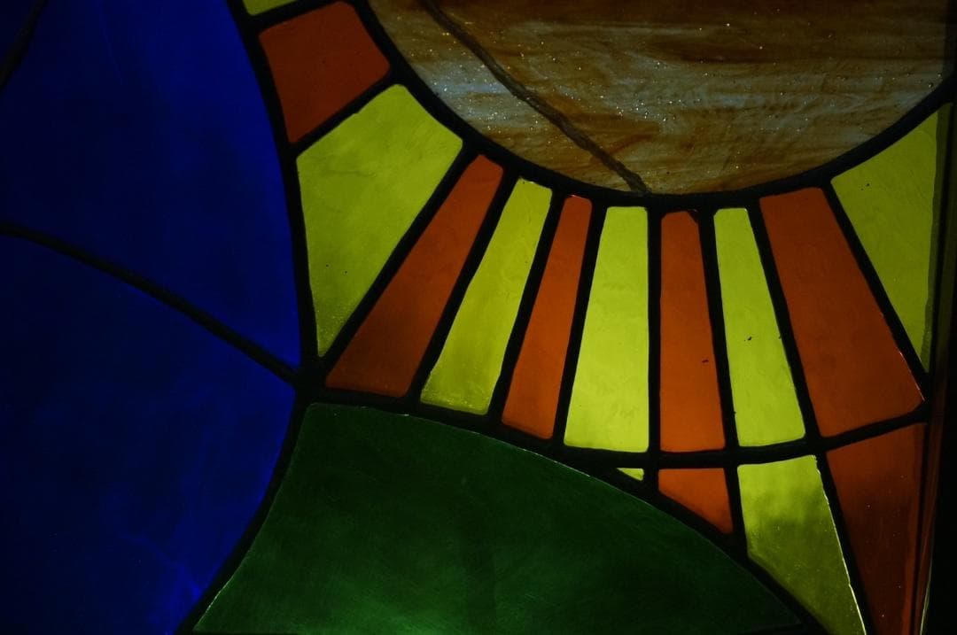 大型 ヴィンテージ ステンドグラス アンティークパネル 84.5×81