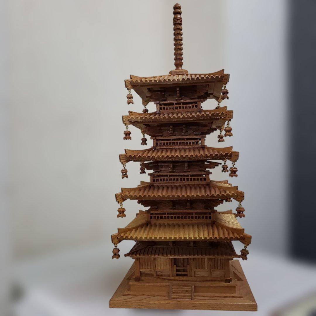 Ｂフライデー　希少ケヤキ材 五重塔★総高さ 約49cm